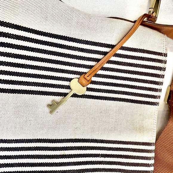 ππ» Fossil Maya Tote Shoulder Bag Leather and Canvas - Picture 3 of 14